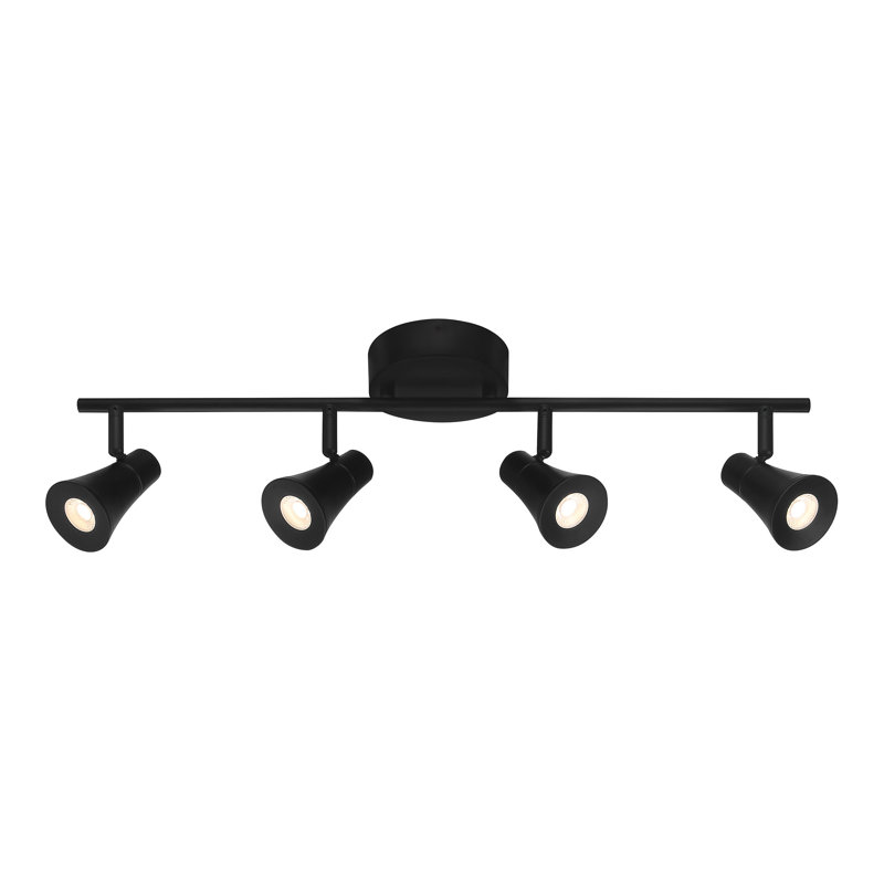 Cobbins 24'' 4 -Light Rail Track Kit with Dimmable, Matte Black