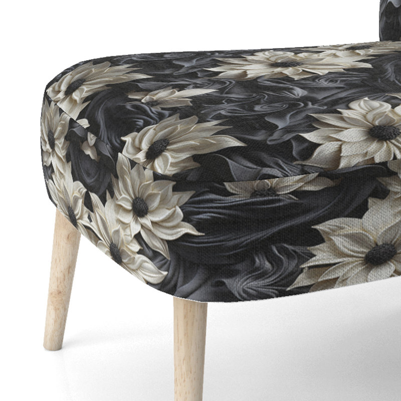 Chaise d'appoint rembourrée blanc et gris Symphony Of Petal Gardens