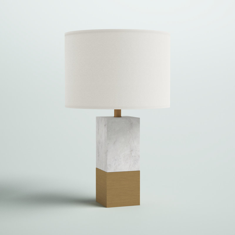 Lena Table Lamp, Brass/Carrara Marble