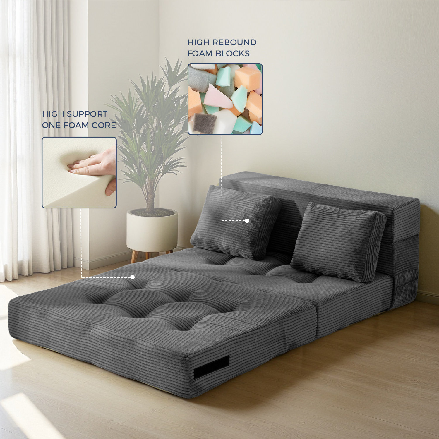 Mercer41 Corduroy Convertible Sofa Bed ,Floor Sleeper Sofa & Reviews ...