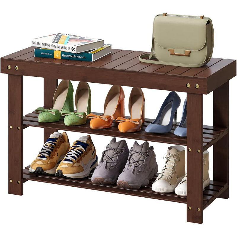 Banc de rangement pour 8 paires de chaussures, Brun