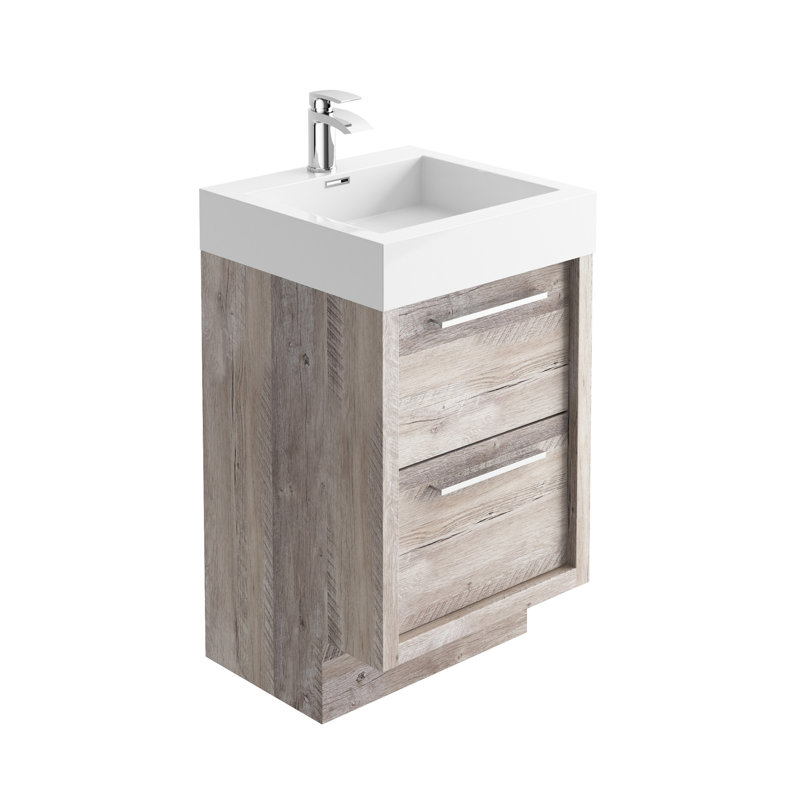 Walker 500mm Single Bathroom Vanity with Integrated Resin Basin, Light Sawn Oak