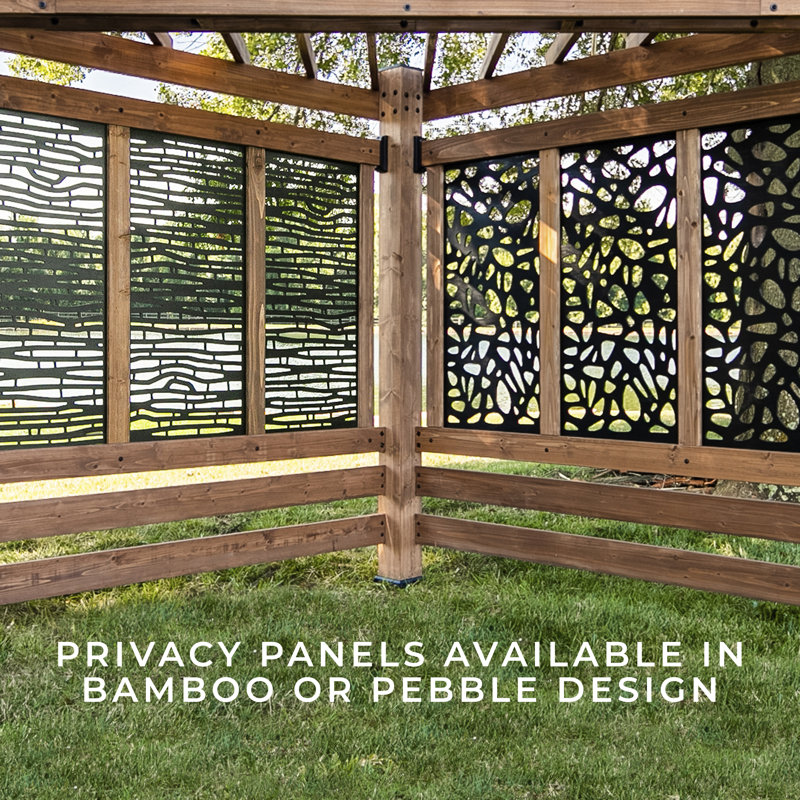 Verona Light Brown Cedar Wood Cabana Pergola with Bamboo Panels