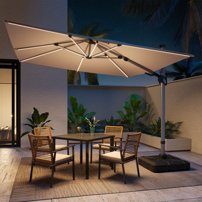 Gentle Chic 120" Patio 10FT Outdoor Cantilever Umbrella with LED Lights