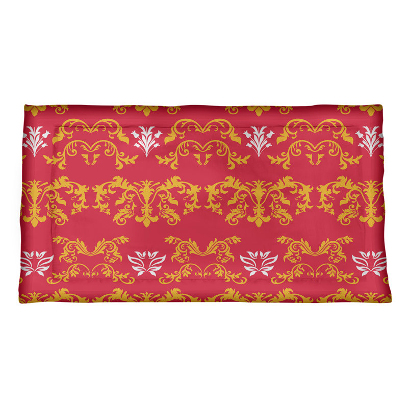Football Baroque Pattern Pillow Sham, Standard, Polyester, Red/Yellow/White