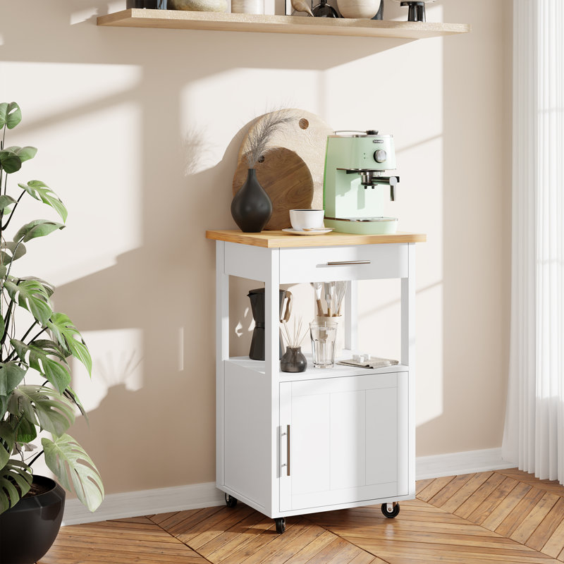 Chariot pour îlot de cuisine avec rangement Arthalia, Blanc
