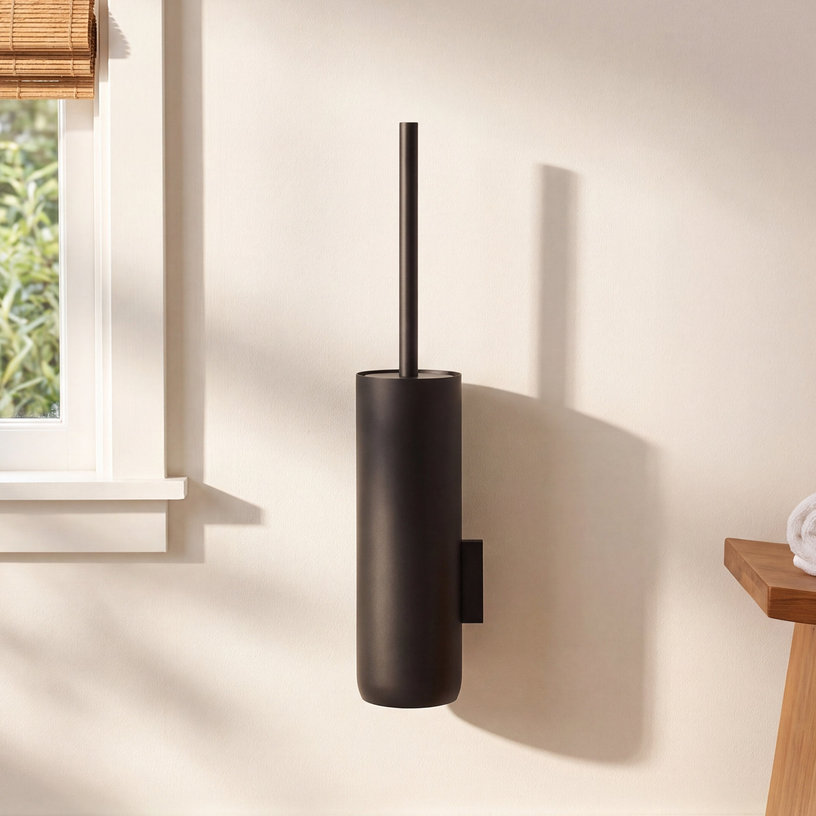 Modo Wall Mount Toilet Brush and Holder, Black