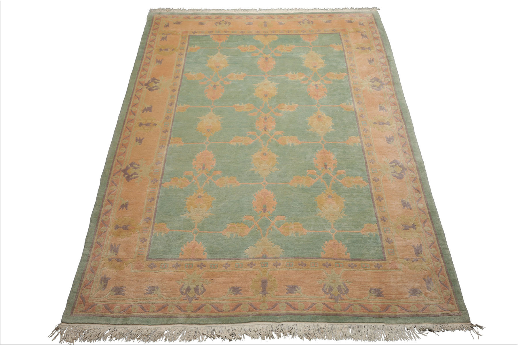 Wildon Home® 7'10''x10 Hand Knotted Wool Aqua Tibetan Arts & Crafts ...