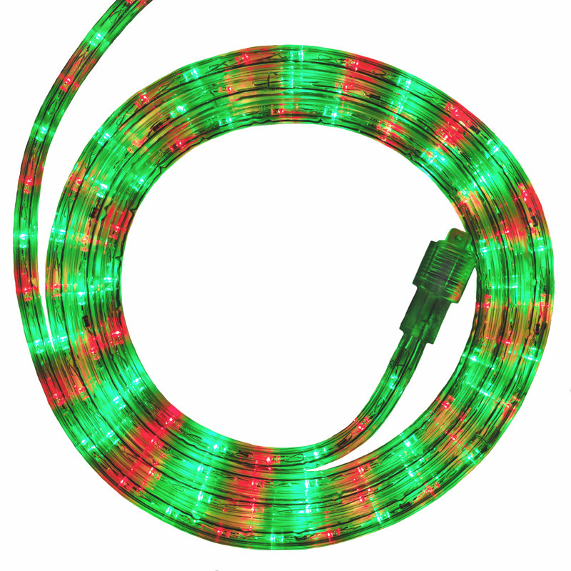 18FT 216 Light End-to-End Connectable LED Rope Lights, Red/Green