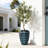 Coastal Ceramic Planter, Glossy Blue Teal Ceramic with Textured Scale Design