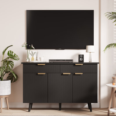 47" Sideboard Buffet Cabinet with Storage, Farmhouse Kitchen Storage Pantry Cabinet with Drawers - Adjustable Shelf, Wood Cupboard Coffee Bar Station Table