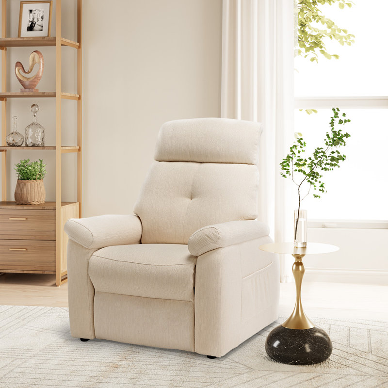 Power Zero Clearance Recliner Zero Gravity Recliner, White 100% Cotton