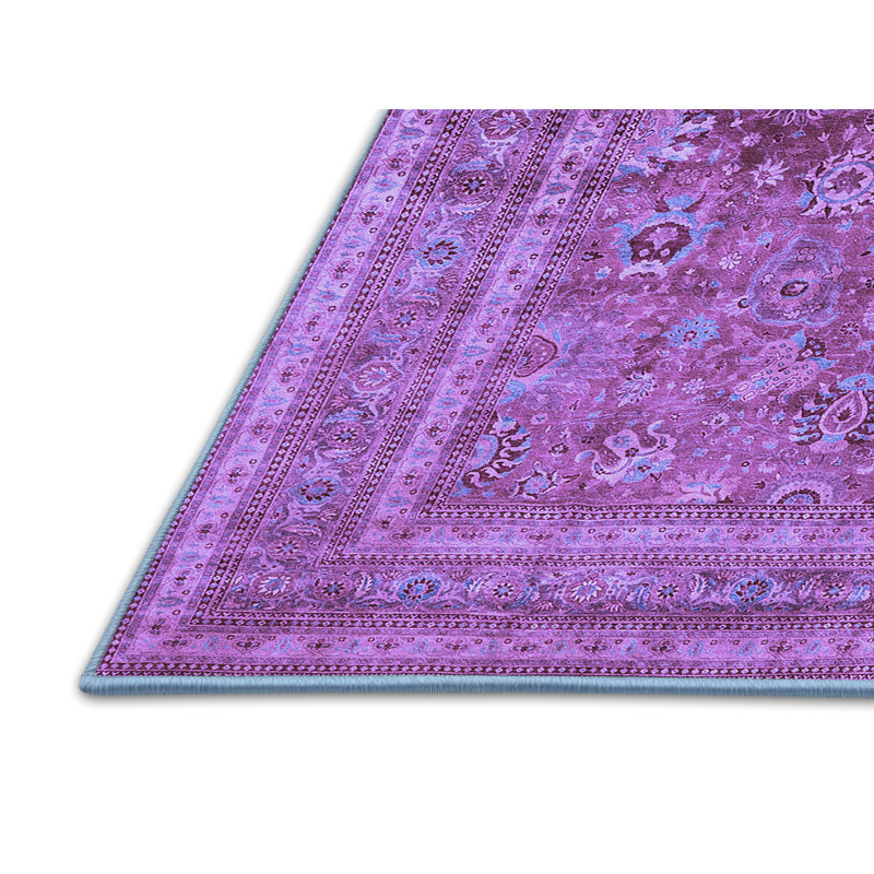 Tapis oriental mauve / brun 7 pi x 10 pi à la machine Oriental
