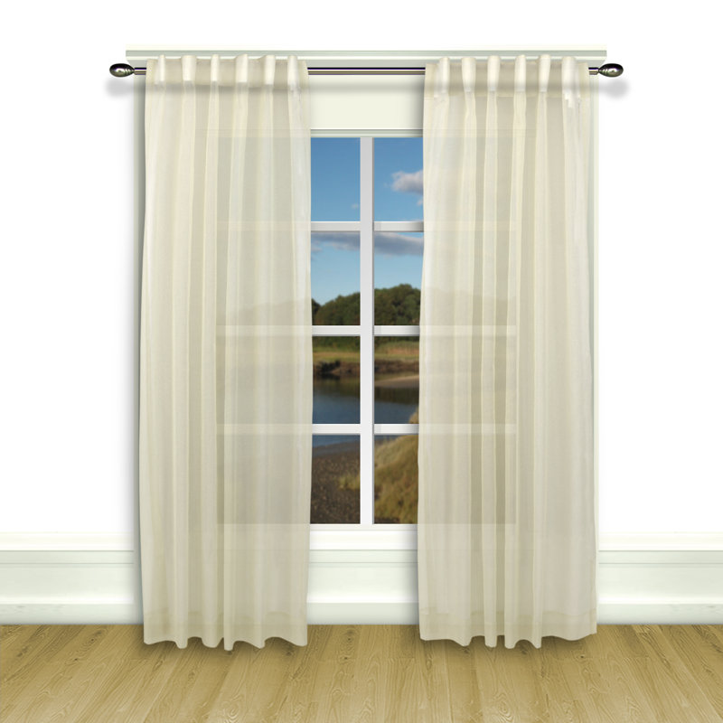 Paire de rideaux semi-transparents Aonan, Ivoire, l 52" x L 84"