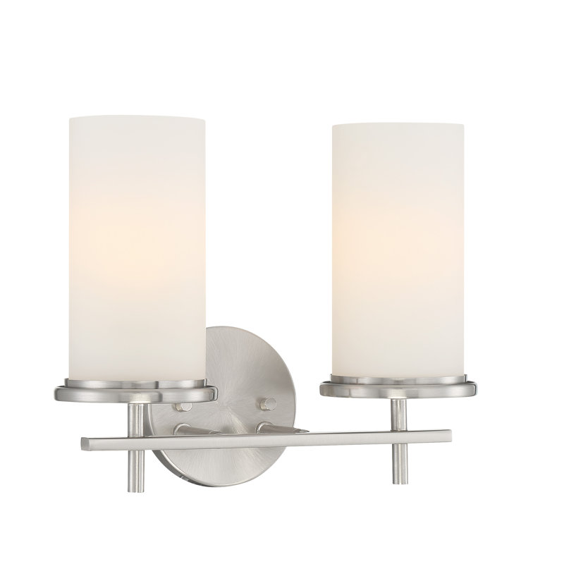 Éclairage de salle de bain à intensité variable à 2 lumières Ashten, Argent, Blanc