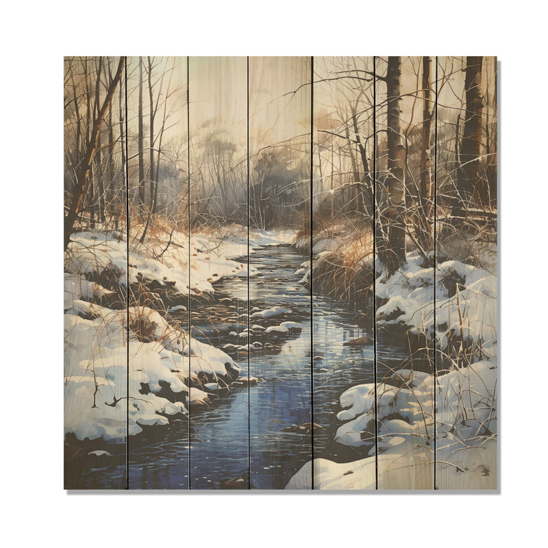 Winter Pond Tranquility - fruits sur bois, H 36 po x l 36 po