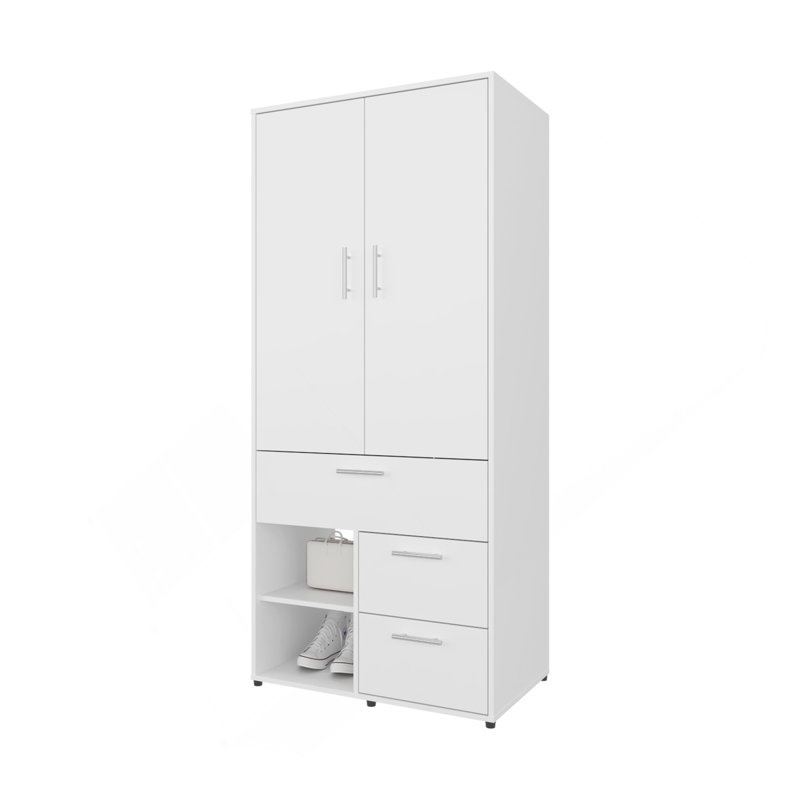 Armoire blanche avec rangement et tringle