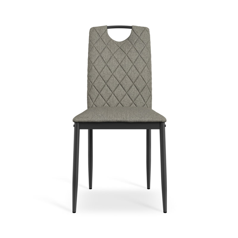 Marhill 18.1cm H Upholstered Side Chair, Matte Black, 8, Grey Fabric