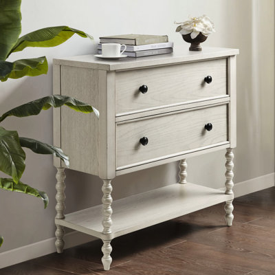 2 Accent Chest With Solid Wood And Antique White Finish For Living Room 2 Drawer Frame Style Space