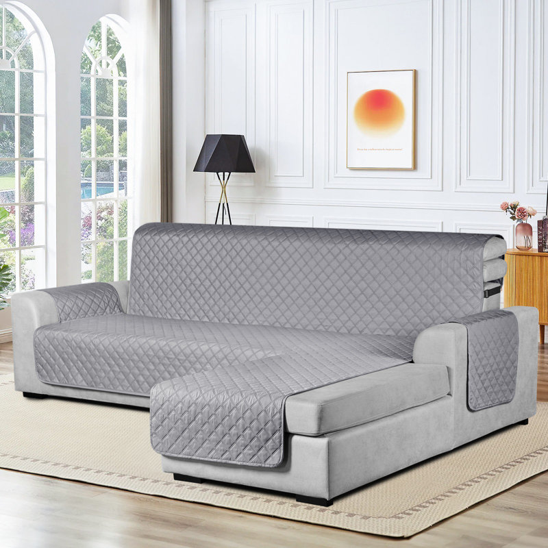  Housse de canapé Wildee pour housse de canapé en L modulaire réversible, H 52 po x l 74 po x P 59 po, Gris clair
