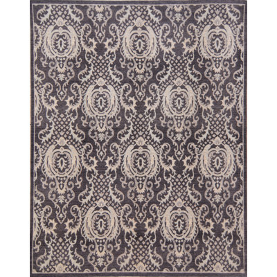 Hand-Knotted High-Quality Dark Gray Area Rug