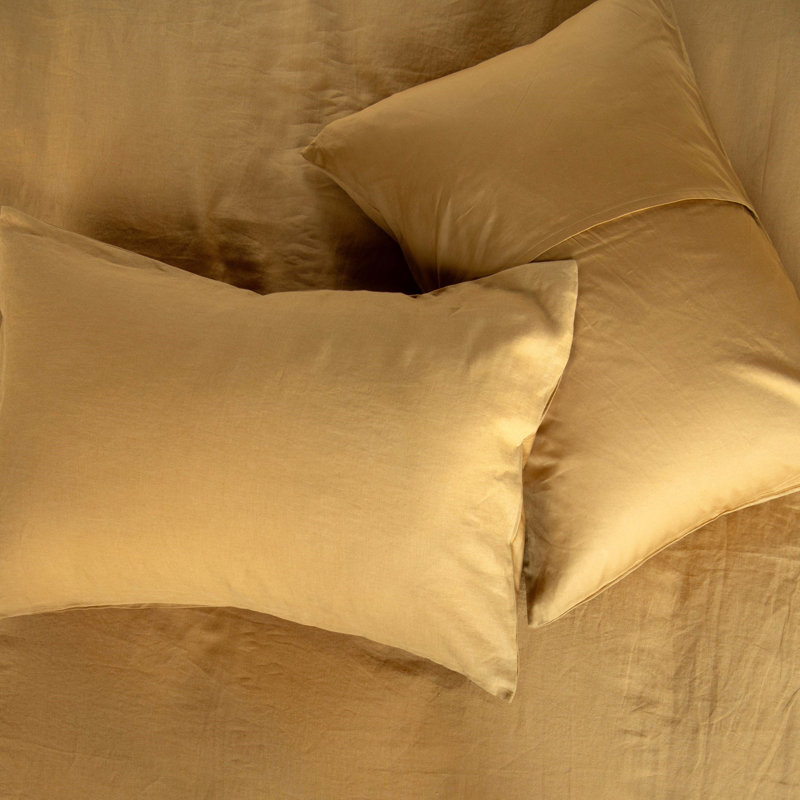 French Linen And Cotton Duvet Cover & Sham Set, Honey, Twin Duvet Cover + 1 Standard Pillow Sham