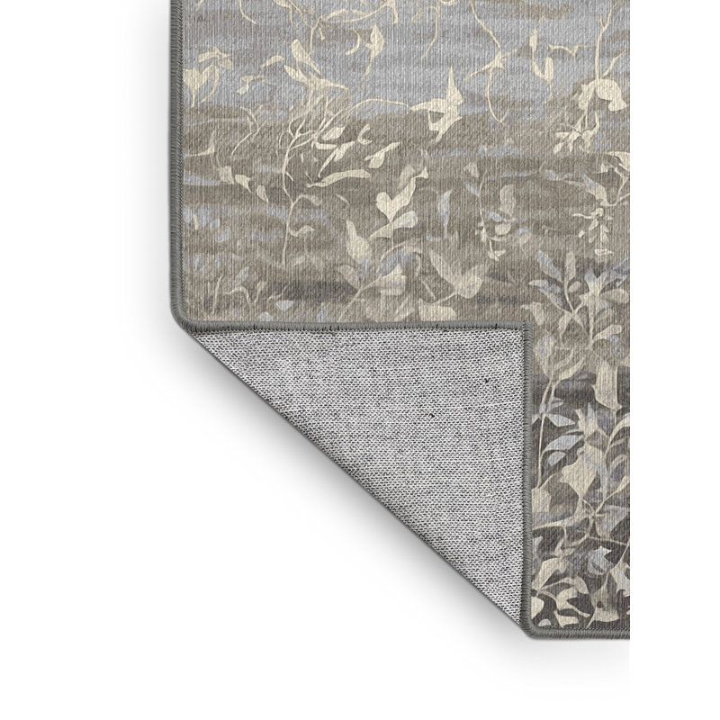 Machine Washable Gray Area Rug, Square 4'