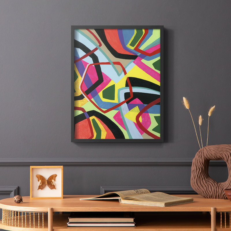Impression encadrée Bold Shape Shift II - bois massif, H 14 po x l 11 po, Noir