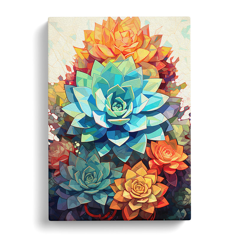 Succulent Geometric No.2 - Wrapped Canvas, 76cm H x 50cm W x 3cm D