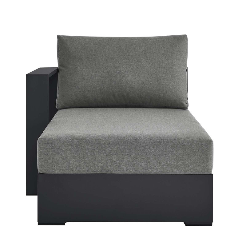 Gray Charcoal Aluminum Outdoor Chaise Lounge with Cushions