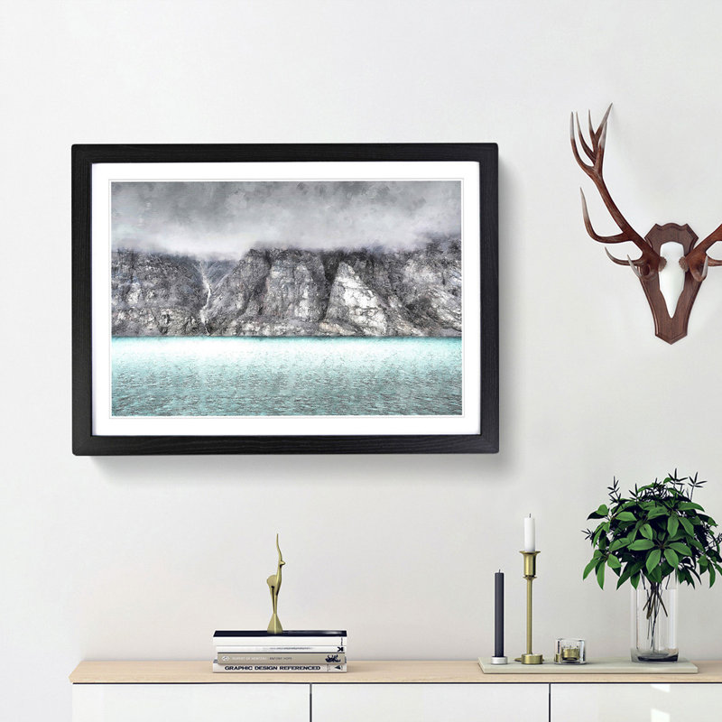 Fog over Baffin Island in Canada - Picture Frame Graphic Art Print, 24cm H x 33cm W x 2cm D, Black Framed