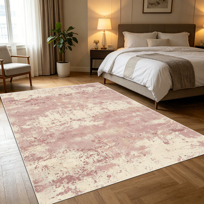 1PC Vintage Distressed Pink Beige Abstract Watercolor area rugs, Soft and Comfortable, easy-to-maintain, machine washable Indoor floor mat, suitable for living room, bedroom, dining room, home office, entryway, patio, Home Decor, Outdoor Decor.