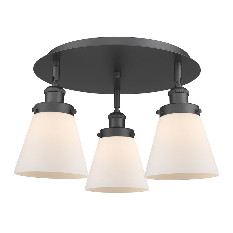 Plafonnier encastré 3 lumières Cone, Blanc mat, Noir mat