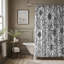 Monochrome Floral Patterns - 1 Piece Standard Shower Curtain-392654822