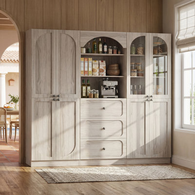 ‌70.8" 3-Cabinet Combo - Pantry, Bookshelf, 3-Drawer & Full-Door Storage Unit‌