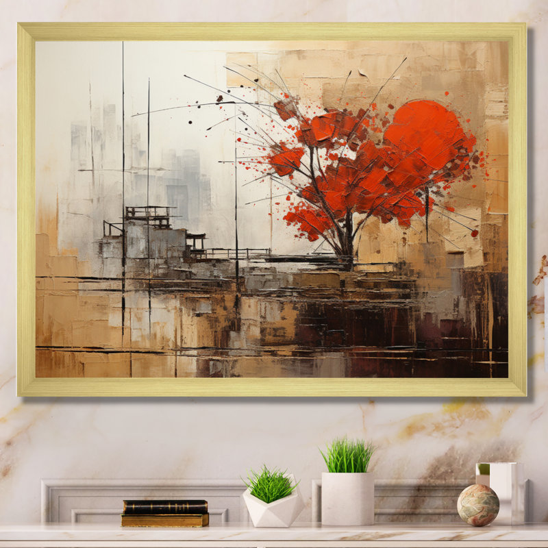 Collages d'automne I - Collages abstraits, impressions sur toile, Cadre doré à une seule photo, H 30 po x l 40 po x P 1,5 po