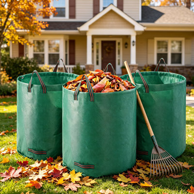 3-Pack 72 Gallon Reusable Yard Waste Bag Garden Leaf Trash Container