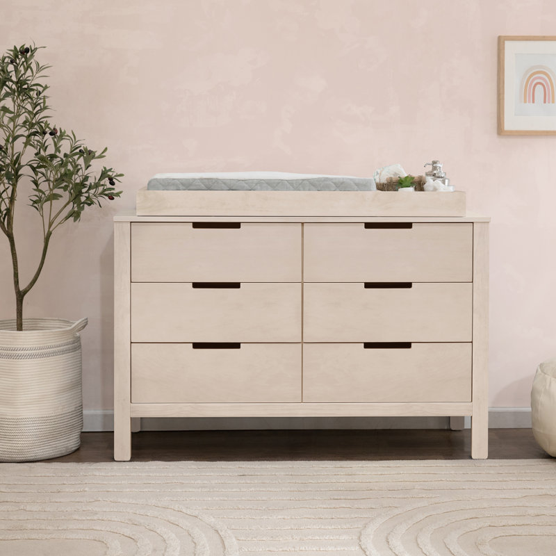 Commode double 6 tiroirs Colby, Naturel délavé