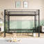 Lit superposé simple avec structure en métal et espace - aucun sommier requis, espace de rangement noir robuste