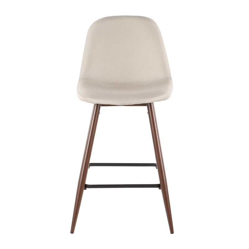 Tabouret de bar et de comptoir Moorcroft, Gris clair, Tabouret de comptoir (assise de 24 po de hauteur), Noyer