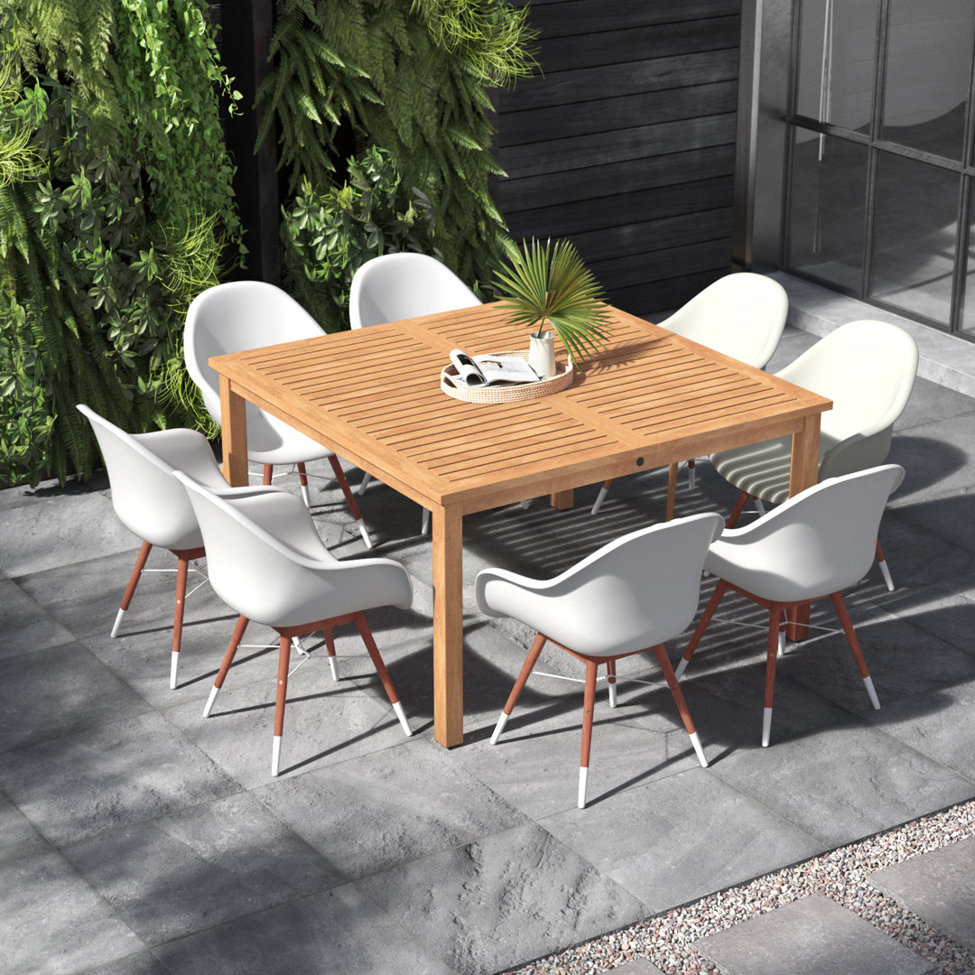 Anautica 8 - Person Wood Patio Dining Set with Square Table Lark Manor™