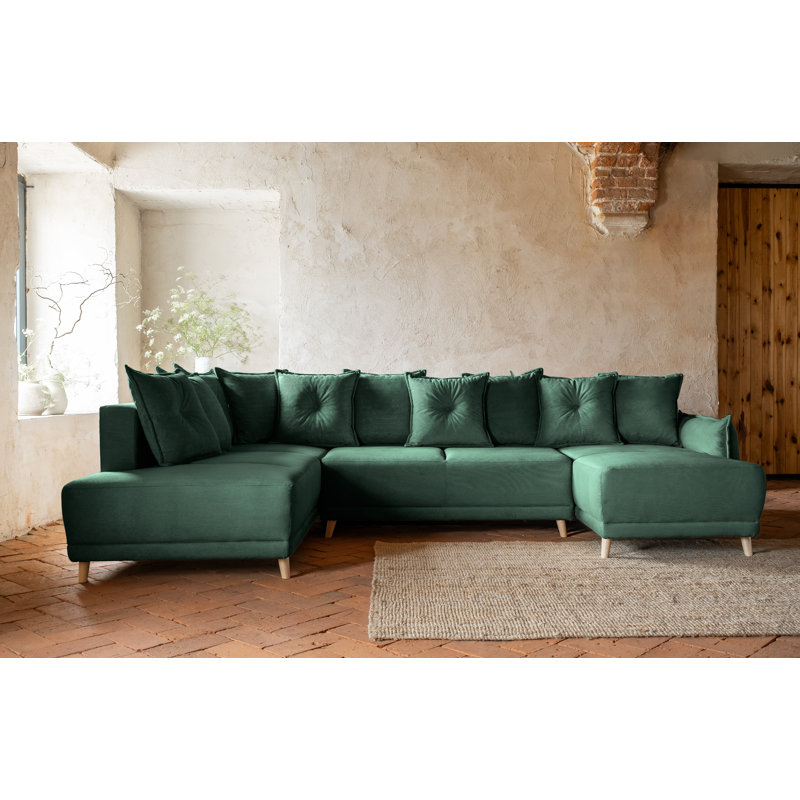 Lazy Lukka 8 Seater Sofa Bed, Green, Left Hand Facing