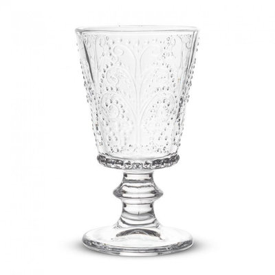 Lacework Pattern Stemmed Wine Goblet Glass