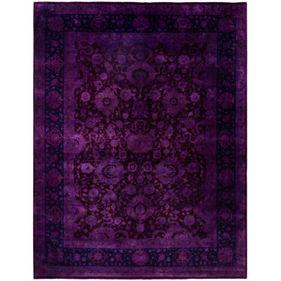 Overdyed Hand-Knotted Wool Modern-Contemporary Purple Area Rug 9' 1" x 11' 10"
