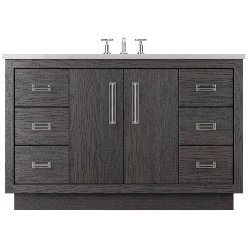 Avalon Single Extra Wide Bath Vanity, 54", Gray Weathered, Polished Chrome