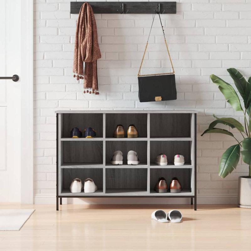 9 Pair Shoe Storage Cabinet, Grey Sonoma