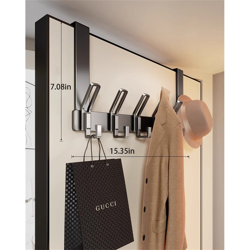 Porte-crochet en alliage d'aluminium au-dessus de la porte, 4.33"H x 15.35"W x 1.81"D
