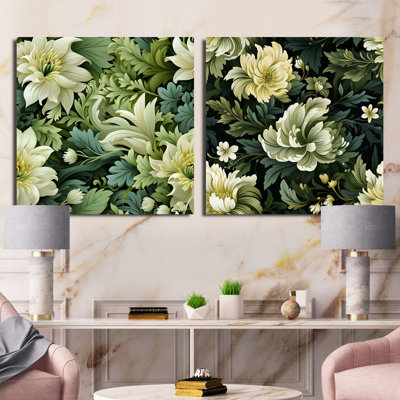 Ensemble de 2 collages floraux verts et élégance