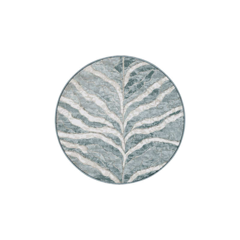 Machine Washable Blue Area Rug, Round 5'