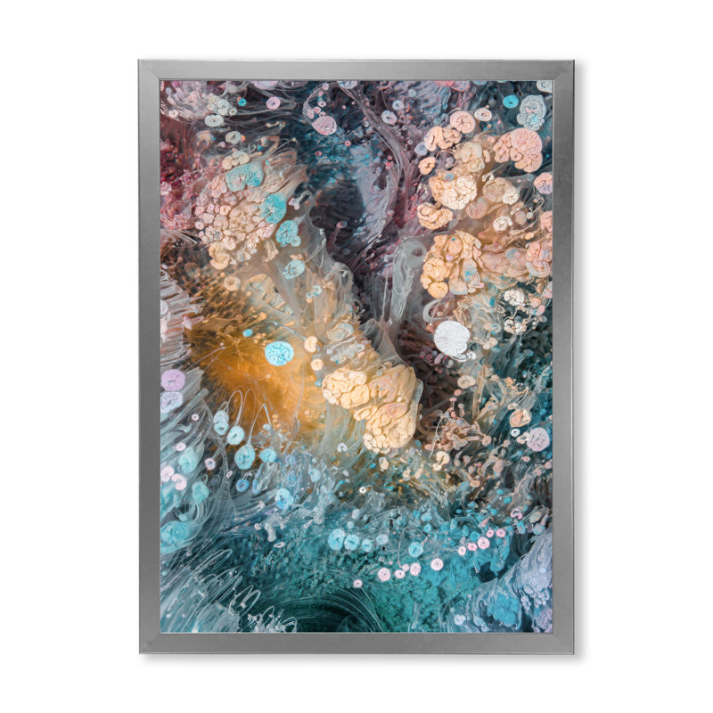 Marbre luxueux turquoise liquide, art mural moderne sur toile, H 12 po x l 8 po x P 1 po, Toile avec cadre photo argenté